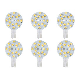 Makergroup T10 921 Wedge Base LED Bulbs for RV Dome Lights in Camper Trailer Marine Boat Replacement LED Bulbs 10-30VDC Disc 3W Warm White 3000K 6-Pack