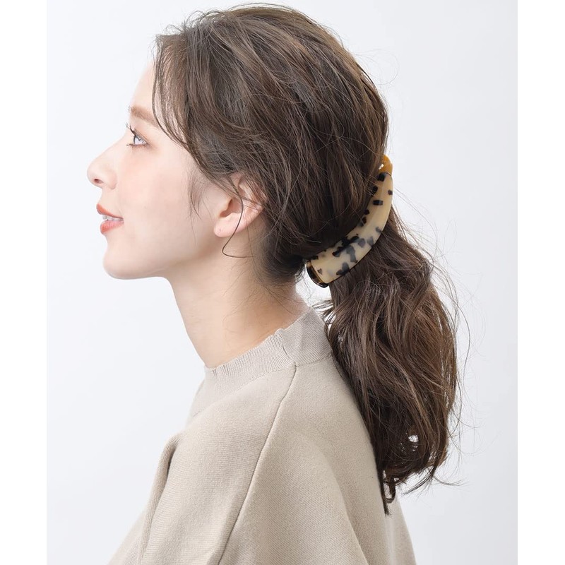 VingTAINE H-14 Marble Pattern Tortoise Shell Style Banana Clip, Beige