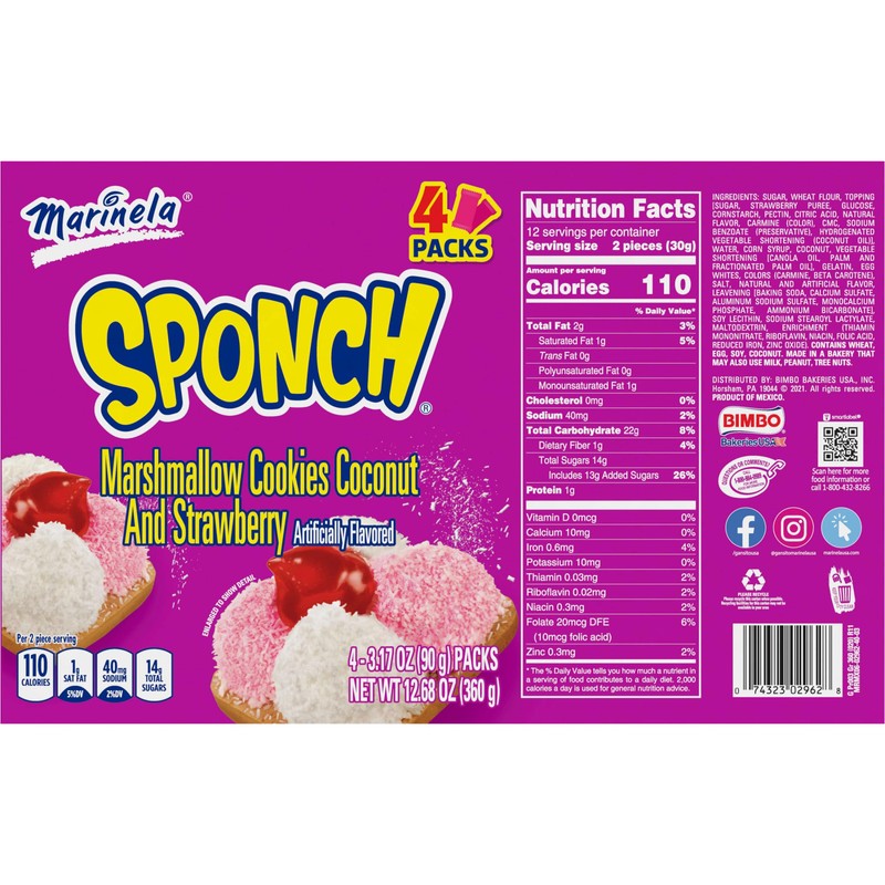 Marinela Sponch Marshmallow Cookies | 3 Pack | 12 Count