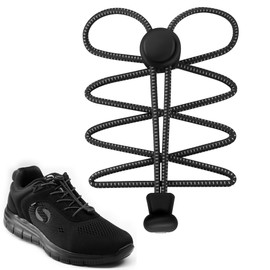 Yusimu No Tie Elastic Shoe Laces for Trainers,Round Tieless Shoelaces for Kids and Adults - Adjustable, Easy, Lazy, Stretchy, and Magic Laces -2 Pairs Black