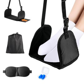 Foot Hanging Base for Airplane Travel, Aeroplane Foot Rest Hammock, Foot Rest for Airplane Travel, Portable Foot Sling with Eye Mask and Earplugs Relax