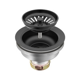 KONE Sink Drain Assembly, Kitchen Sink Drain Strainer Kit with Removable Strainer Basket Stopper, Universal fit USA Home/Commercial 3-1/2 Inch Standard Sink Drain Hole (Matte Black)