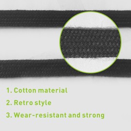 UamGlsob 15MM Cotton Fat Shoe Laces for Sneakers, 5/8" Wide Flat Thick Chunky Jumbo Athletic Shoelaces Replacement Strings (Black, 54"/140cm)