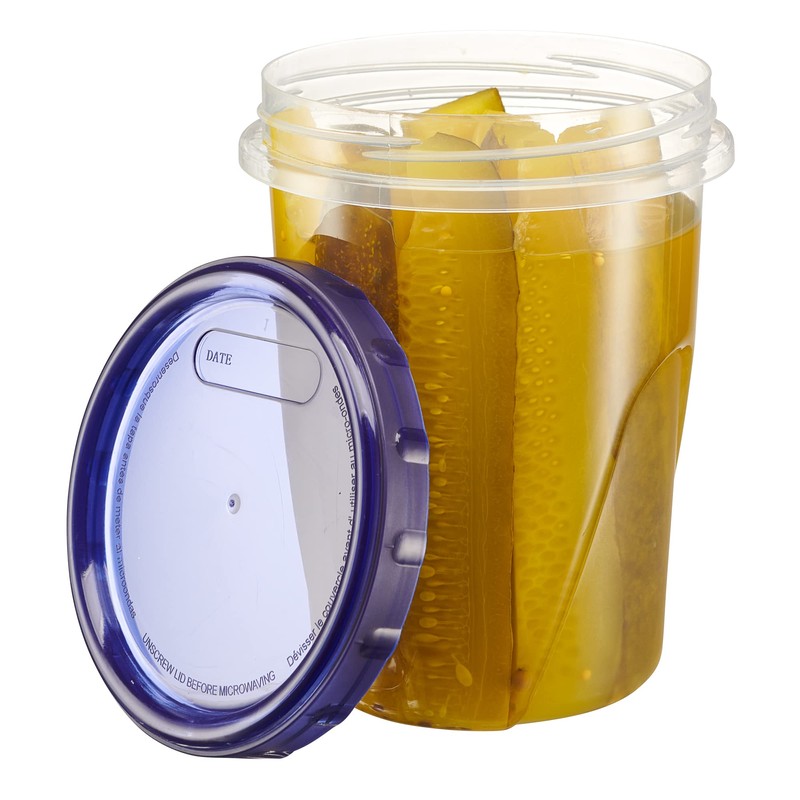 PLASTICPRO 6 Pack Twist Cap Food Storage Containers with Blue