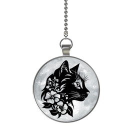 Gotham Decor Moon Flower Cat Glow in The Dark Ceiling Fan and Light Pull Chain Single Sided