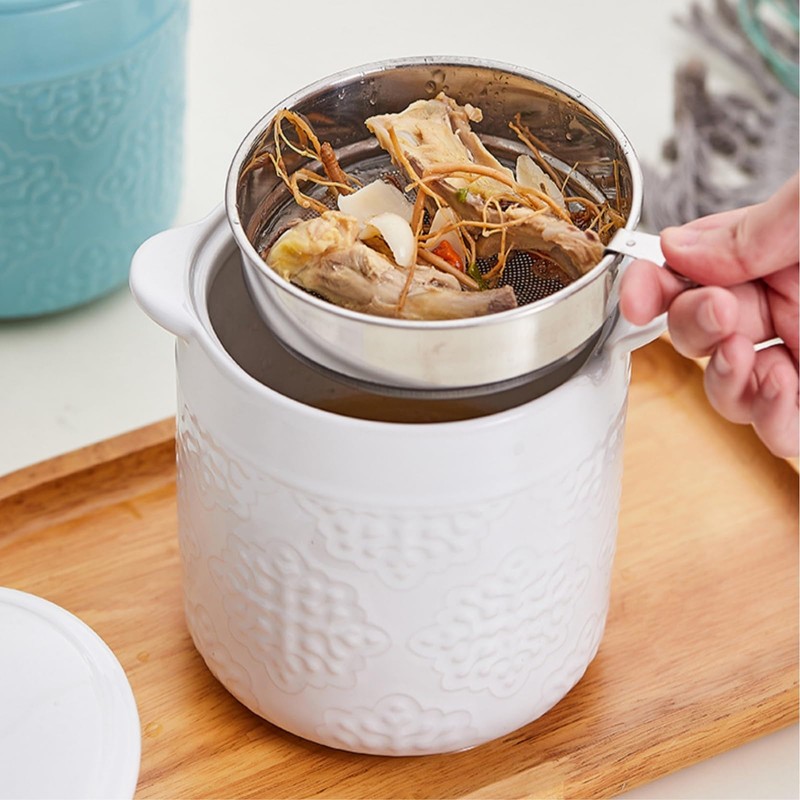 Lyellfe Ceramic Bacon Grease Container, 1.2L/40 Oz Oil Filter Pot