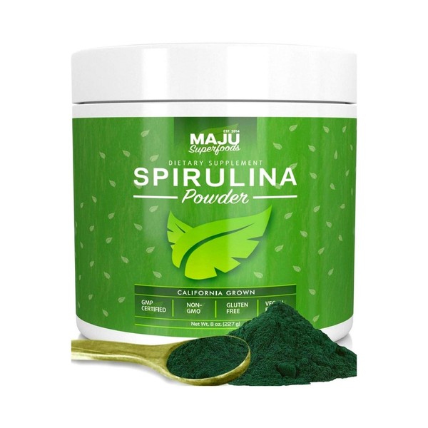 MAJU's Spirulina Powder Microcystin Free USA Grown Non-Irradiated 8 Ounces