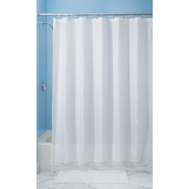 iDesign Carlton Stall Size Waffle Fabric Bathroom Shower Curtain - 54" x 78", White