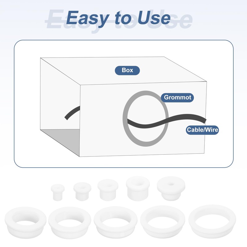 QUARKZMAN Pack of 46 White Rubber Grommets 1/4 Inch (6