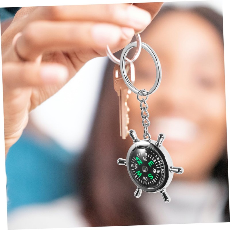 WOONEKY 1 Pair Compact Compass Keychain Lightweight Tool for Hiking
