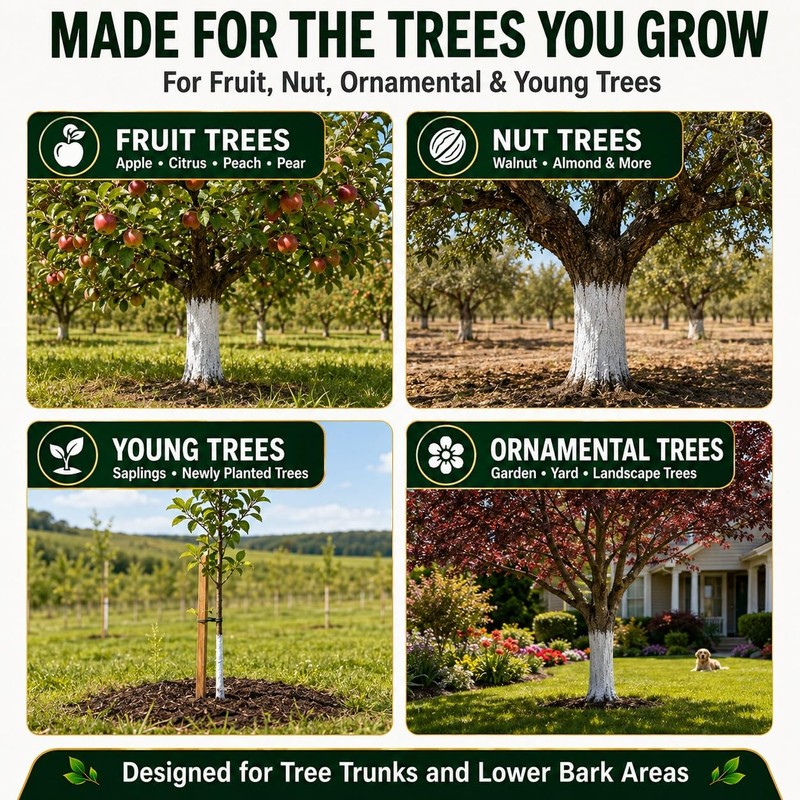 Tree Paint, 35 Oz White Trunk Paint Protection for Fruit,