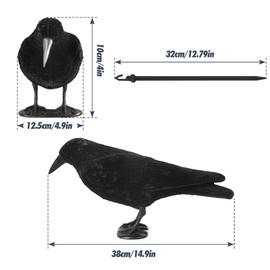 Volein Crow Decoy for Attracting Crows, 2-Pack Plastic Fake Crows Birds Decoy for Garden Yard Backyard Decoration