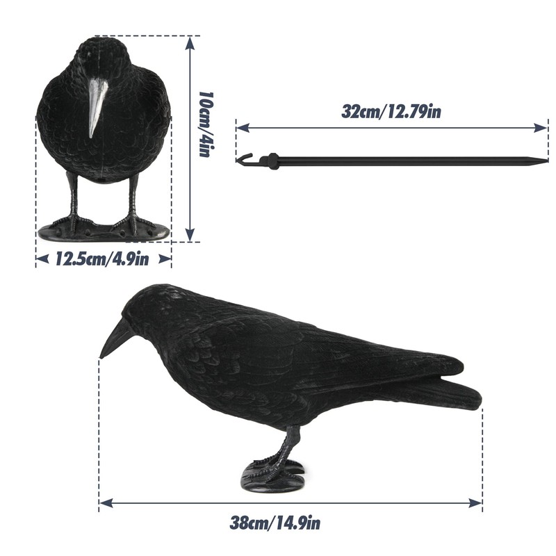Volein Crow Decoy for Attracting Crows, 2-Pack Plastic Fake Crows