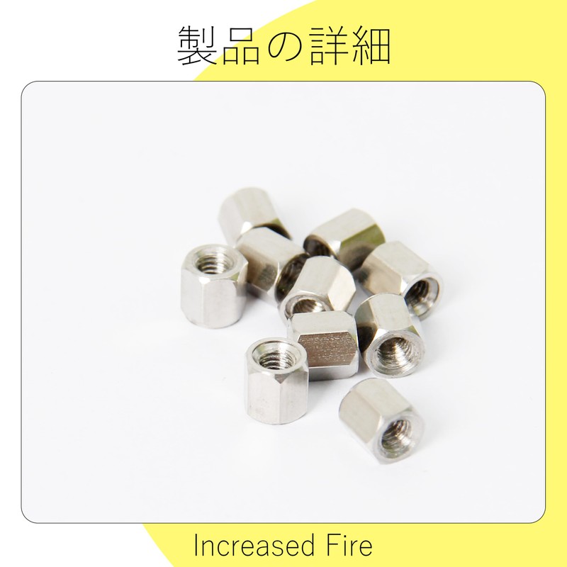 Increased Fire Stainless Steel Hex Nuts M3 5mm Length 10pcs