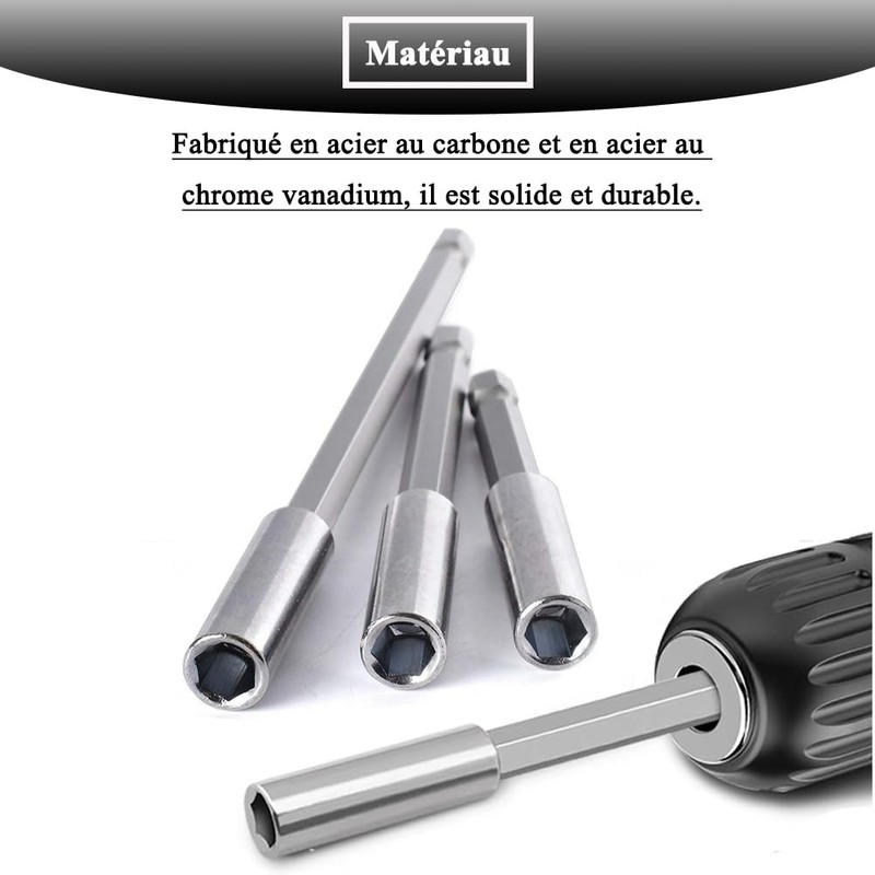 Teocpai 5pcs Magnetic Bit Holder Extension Rods, 1/4 Inch Hex