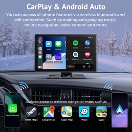 Carplay Screen for Car,9" HD IPS Wireless Touch Car Play Screen for Apple Carplay & Android Auto,with SuperLink/AirPlay,4K Dash Cam,1080p Backup Camera,Loop Recording,Bluetooth Audio,GPS,Siri