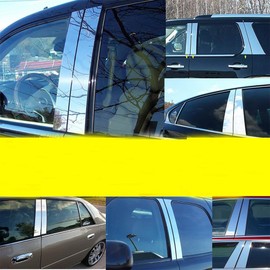 Stainless Steel Chrome Polished Stick-On Side Door Pillar Post Trim Set Compatible with 2007-2017 LS460