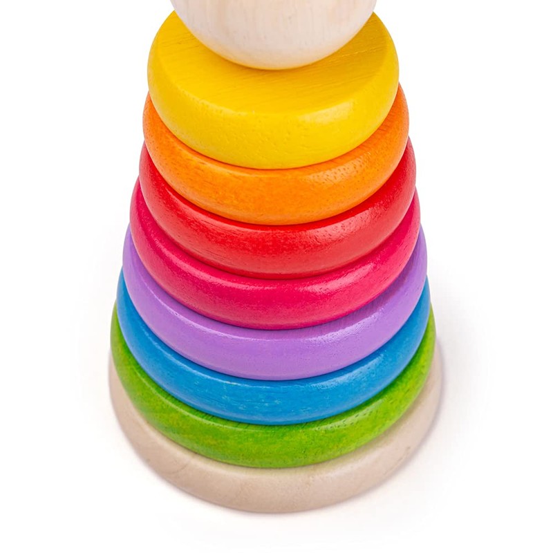 Bigjigs Toys My First Wooden Rainbow Stacker - Stacking Rings