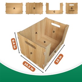 Skywin Stackable Storage Bins for Pantry Organizers and Storage (Wood) - 4 Pack Stackable Bins For Organizing Food, Kitchen, Bathroom Essentials, and Toy Storage Organizer