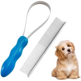 Dual-Sided Dog Shedding Blade,Dog Deshedding Loop Brush,2Pcs Double-Sided Shedding Blade,Dogs Shedding Brush,Stainless-Steel Grooming Tool,Dog Shedding Tool with Stainless Steel Blade for Dog Cat