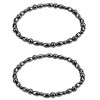 Women's Anklets with Magnetic,Hematite，Promote Sleep, 2 Pieces, Bright Black 6mm