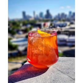 Drinique Unbreakable Stemless Wine Glasses (Set of 4) 12oz Tritan Plastic Stemless Glassware for Indoor or Outdoor Use - Red