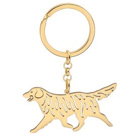 Stainless Steel Golden Retriever Keychain Puppy Pets Dog Animals Car Keys Keyring Jewelry For Women Wallet Gifts (18K Gold Plated)