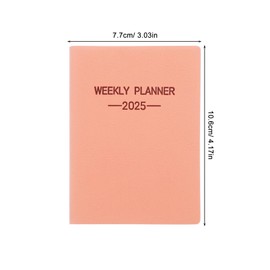 Operitacx 2025 Pocket Weekly Planner Office Supplies for Home Ideal Hardback Edition Mini Pocket Calendar Notebook Notepad Month Weekly Planner for Handbag Purse Size PU Pink