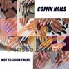 MISUD Coffin Press on Nails Long Fake Nails with Design