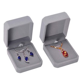 iSuperb 2pcs Velvet Jewelry Box for Ring Earings Necklace Pendant Flocked Earring Gift Boxes Double Ring Box for Wedding