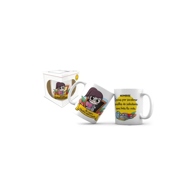 Taza Día Del Maestro Maestra Teacher Miss Con Nombre Y