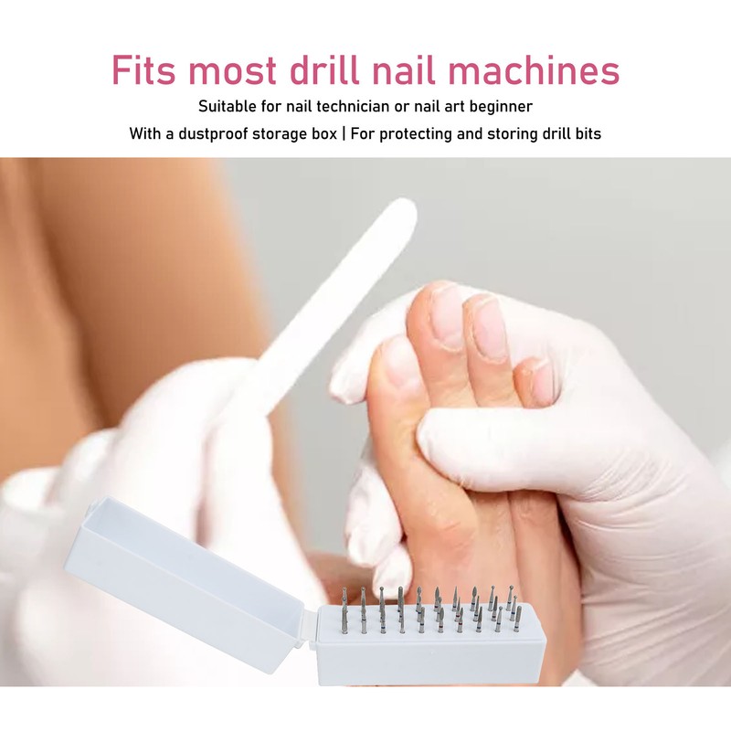 30 Holes Nail Drill Bits with Dustproof Organizer Stainless Steel