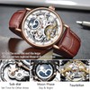 RORIOS Mens Watches Moon Phase Mechanical Watch with Leather Band