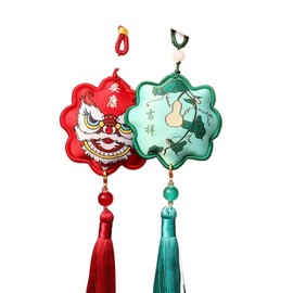 2pcs Chinese Sachet, Embroideries Silk Brocade Sachet Lucky Charm Chinese Sachet Pendant Car Rear View Mirror Pendant,for Wardrobes Closets