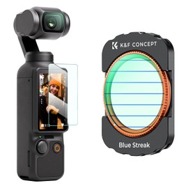 K&F CONCEPT OSMO Pocket 3/4 Magnetic Filter, Blue Streak Filter, Special Effect, Magnetic Adsorption, Convenient Installation, AGC Optical Glass, 28 Layer Nano Coating, Waterproof and Stain Resistant, Perfect for Night Scenes and Portraits