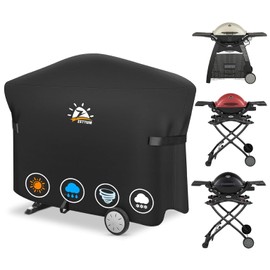 Zettum Grill Cover for Weber Q2000/3000 Series, Grill Cover for 7112 Grill Heavy Duty & Waterproof, PU Cover for Weber Q3200, 3000, 320, 300 and More (144 L x 57 W x 99 H cm)