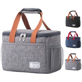 Insulated Lunch Bag for Women Men, Reusable Lunch Box Bag, Lunch Box Cooler Bag, Leakproof Thermal Insulation Aluminum Thickened Lunch Box, Lunch Tote Bag for Work, Picnic, School, Travel (Gray)