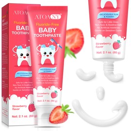Mild Fruit Flavour Kids Toothpaste 2.1oz, Fluoride-Free Baby Teethpaste, Natural Children's Toothpaste, No Artificial Additives, Safe for Ages 2 and Up (Strawberry Flavour 60g)