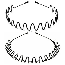 bodbop XINGZHE 2 PCS Metal Hair Bands for Men Headbands Mens Hair Band Women's Fashion Headband Stylish Sports Hairband Head Hoop with Non Slip Wavy Teeth, Black