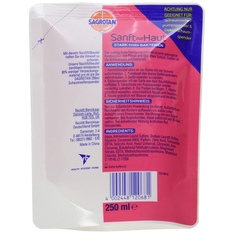 Sagrotan Sagrotan Velvet Foam Refill Cherry Blossom and Rose, 0.265