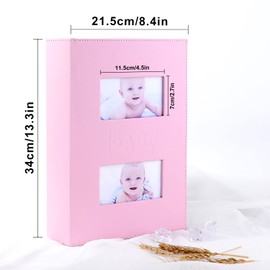 Ywlake Baby Girl Photo Album 4x6 300 Pocket Pictures, Leather Cover Newborn Shower Girl Bebe Album Holds 300 Horizontal Pictures Pink
