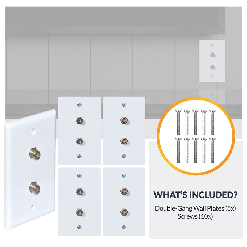 Newhouse Hardware 2-Port TV Cable Wall Plate, F Connector, for
