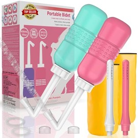 2 piezas de lavado íntimo de riego vaginal para mujer, bidé portátil de viaje, botella Peri para cuidado posparto (rosa + verde)