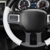 MEWANT Hand Sewn White Leather Steering Wheel Cover Wrap for