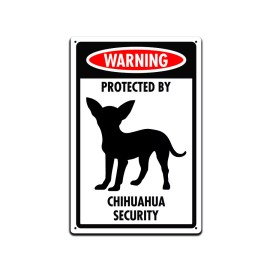 JP's Parcels Warning Protected By Chihuahua Security Dog Sign for Front Door 12"x 8"