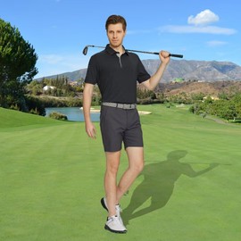 M MAELREG Mens Polo Shirts Short Sleeve Moisture Wicking Quick-Dry Performance Casual Solid Mens Golf Shirts Black