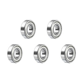 sourcing map 5pcs R8ZZ Deep Groove Ball Bearings 1/2" ID x 1-1/8" OD x 5/16" Height P5 Miniature Bearings Double Metal Shielded Chrome Steel Z3 Bearing for Engineering Machinery, Silver Tone