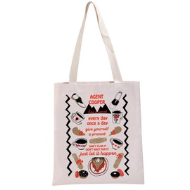 PYOUL TP TV Show Inspired Gift Agent Cooper Has A Secret Tote Bag Agent Cooper Fan Handbag I Only Have Time For Coffee Gift (Has A Secret Tote)