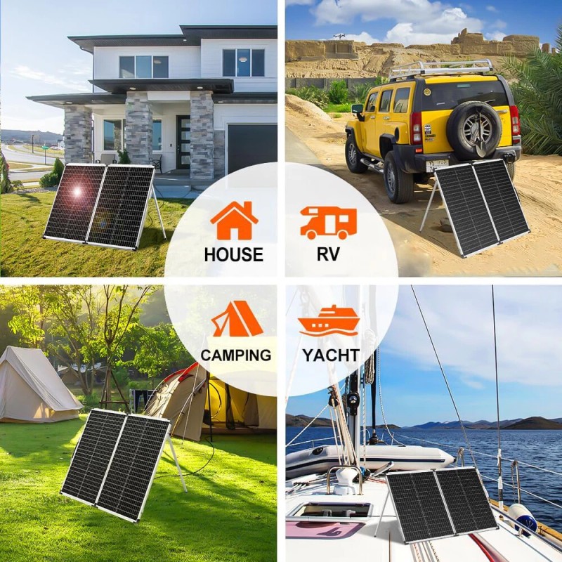 DUOERLAN 300W 12V Mono Foldable Solar Panel Suitcase w/30A Controller