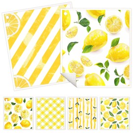 6 Pack Swedish Dishcloths for Kitchen - Reusable Dish Towels Paper Towels Cloths Washable,Absorbent Cellulose Cleaning Sponge Cloth Wipes Quick Dry, Decorative Tea Towels,No Odor Biodegradable(Lemon)